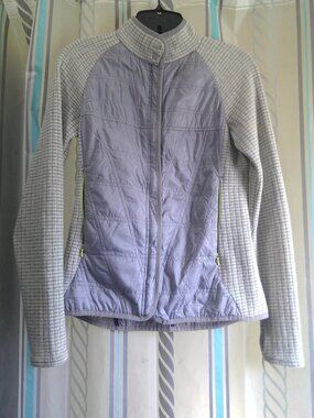 "Title Nine" Knit Sweater/Quilted Wool JACKET/Shacket Thumb Holes Zip Woman S